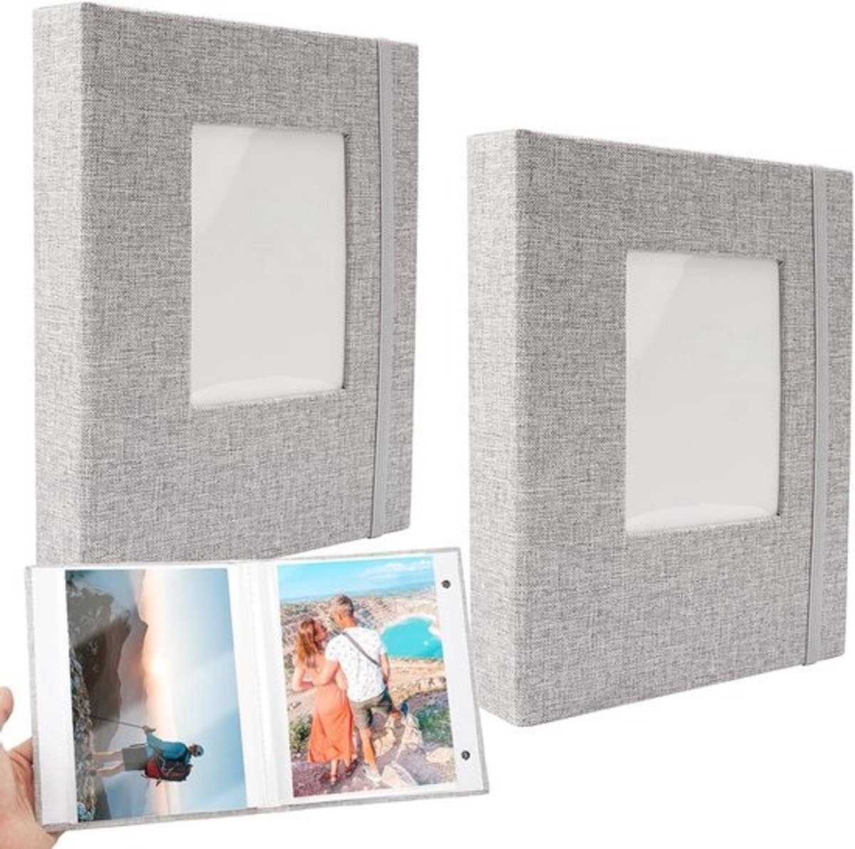 Klein fotoalbum 13 x 18 cm - Luxe insteekalbum met linnen omslag - 2 verpakkingen - Voor gezinnen, bruiloft en vakantie