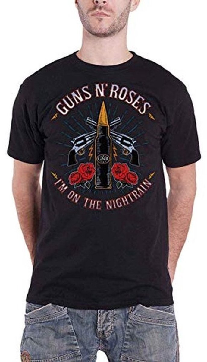 Guns N Roses T Shirt Night Train Band Logo - Officieel Mannen T-Shirt in Zwart