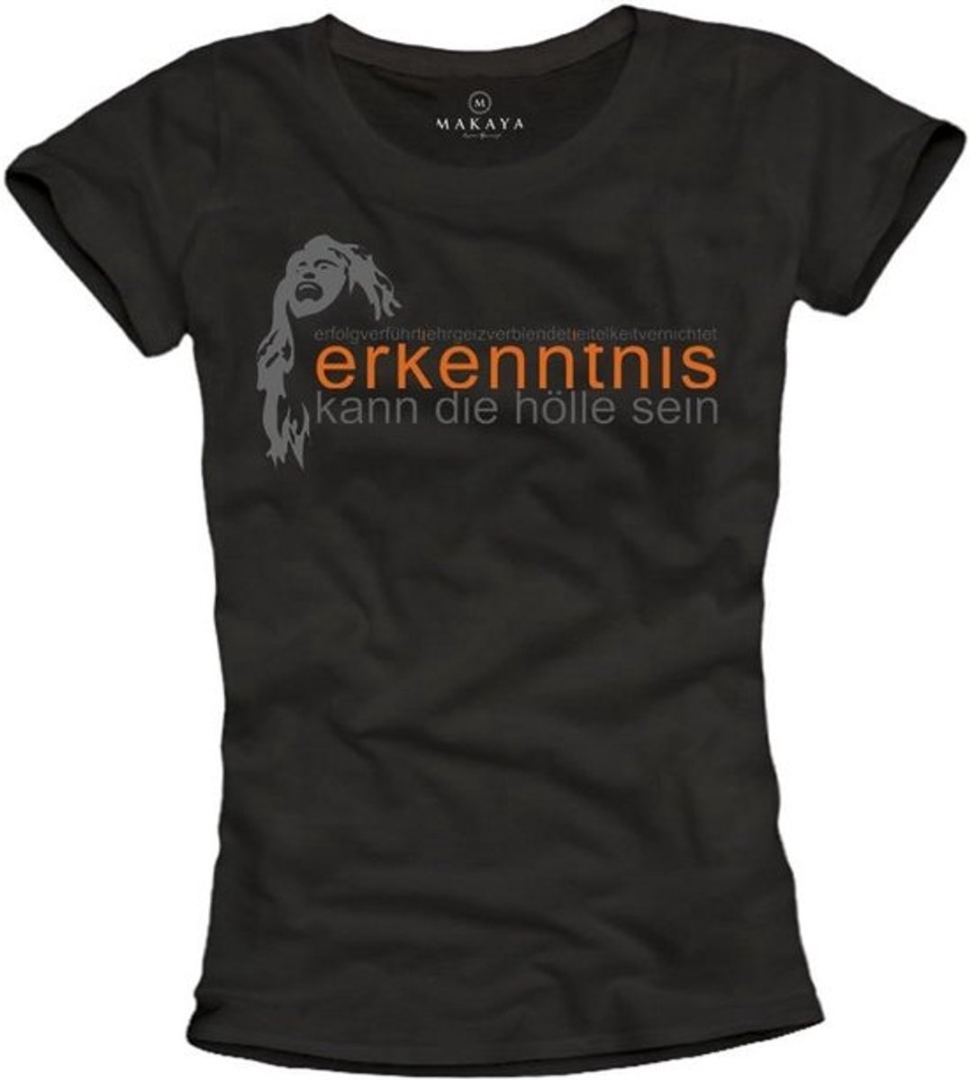 Dames T-Shirt met Inspirerende Quote - Zwart Katoen - Verkrijgbaar in S, M, L