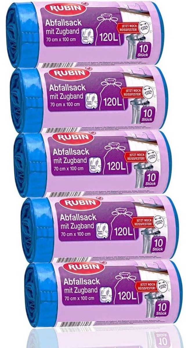 Vuilniszakken met trekkoord 120 liter - 50 stuks