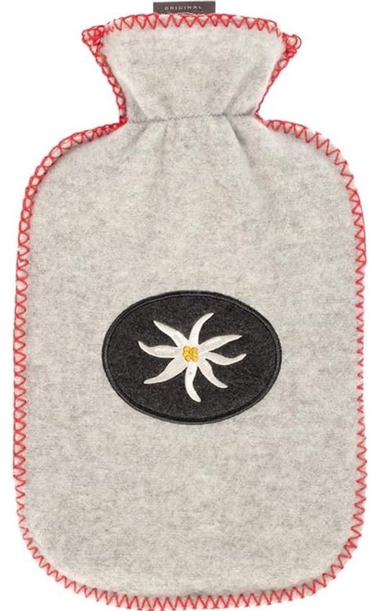 Warme Kruik 2.0 Liter met Fleece Hoes en Edelweiss Detail