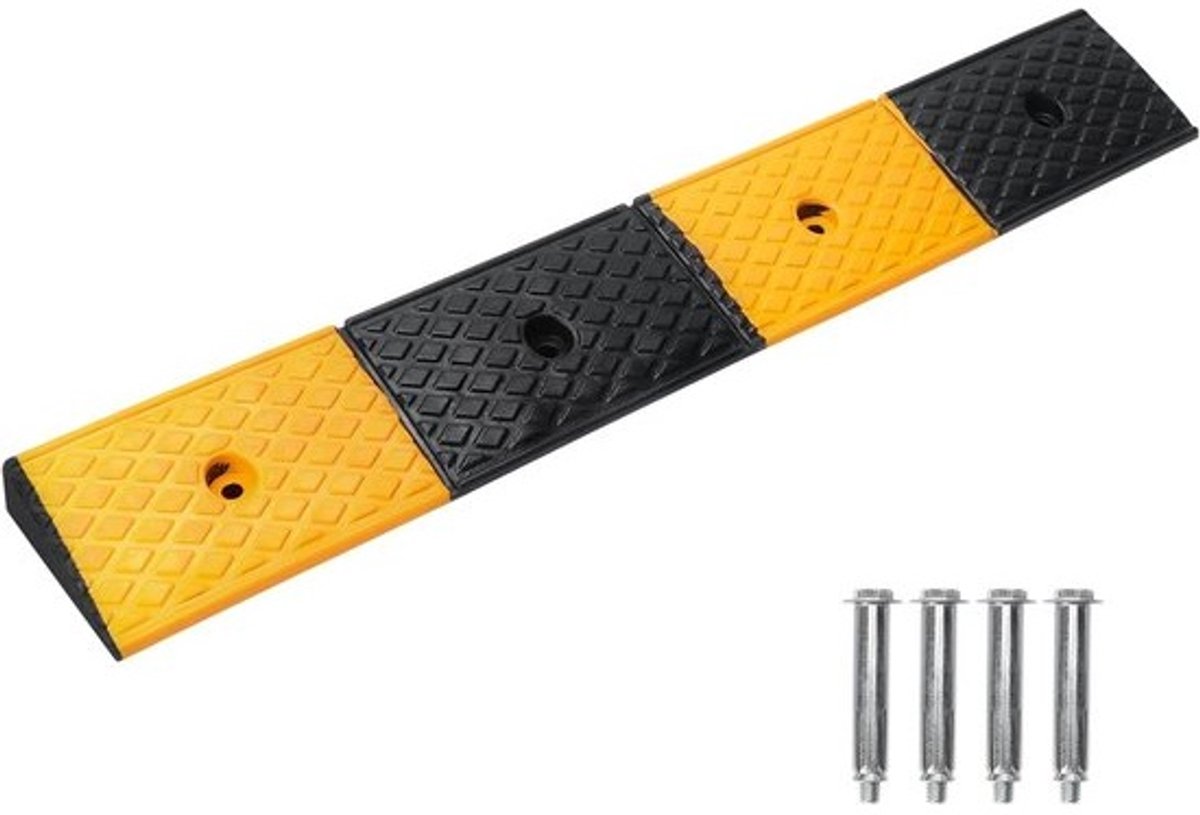 Robuuste Rubber Stoeprand Oprit Helling voor Rolstoel, Scooter en Auto - 100x15x5 cm