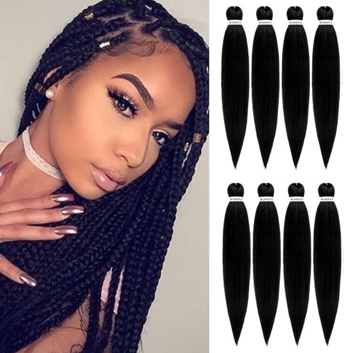 26 Inch Pre-Stretched Vlecht- en Kroeshaar (8 Bundels) - Jeukvrije Yaki Textuur Synthetische Haarverlenging