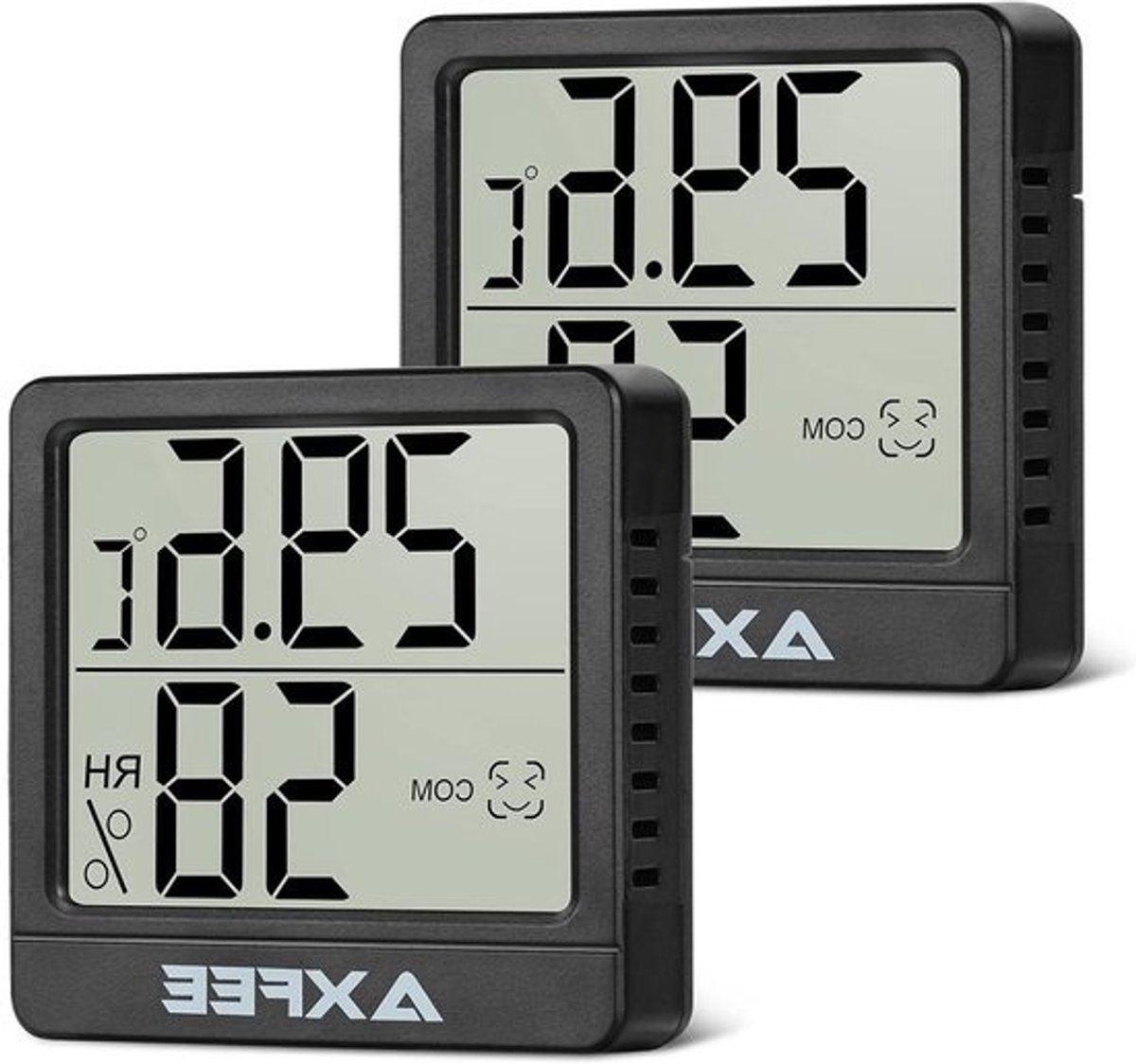 2x Mini Digitale Luchtvochtigheidsmeter en Thermometer voor Binnen - Draadloze Hygrometer voor Babykamer, Woonkamer en Kantoor