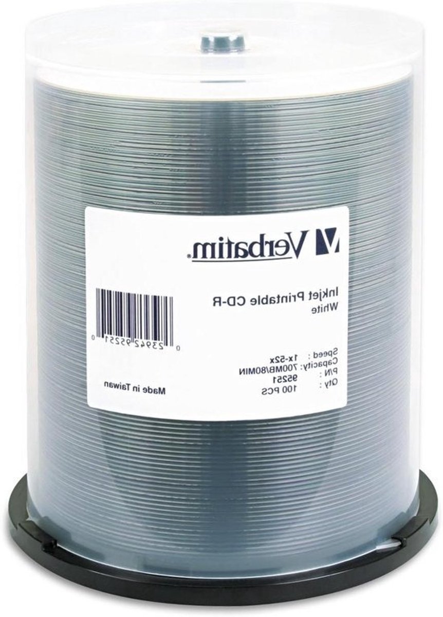 CD-R Media - Opneembare CD's - Muziek en Data Opslaan - Wit Inkjet Afdrukbaar - 700MB 100 stuks - Wit