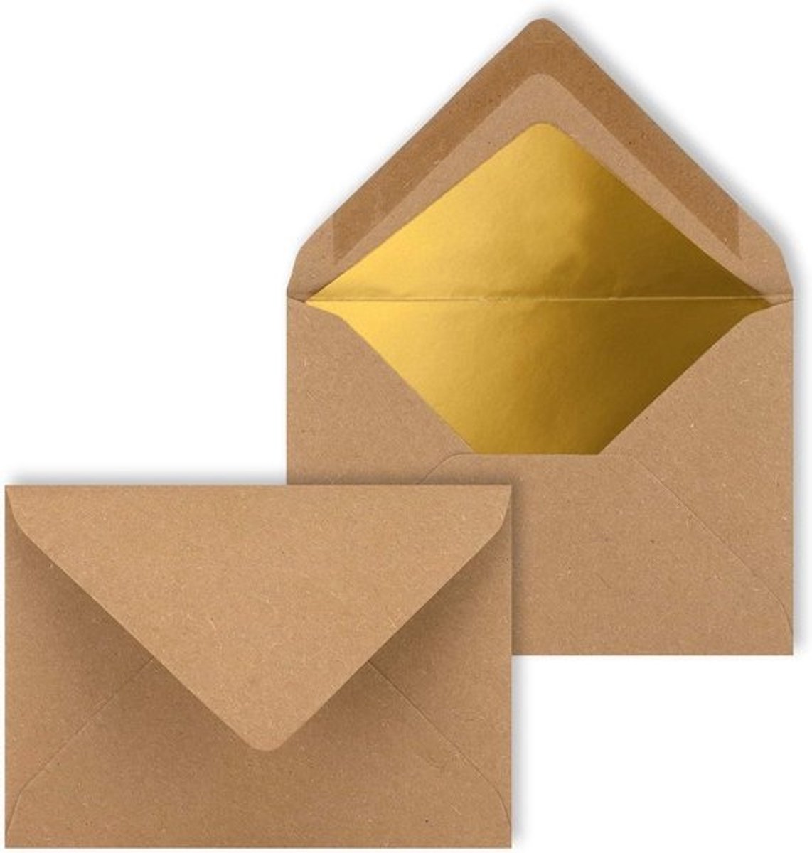 Mini Enveloppen Kraftpapier - Kleine Post Envelopjes - Geldgeschenken Versturen - Gouden Binnenvoering - 81 x 114 cm - Zandbruin