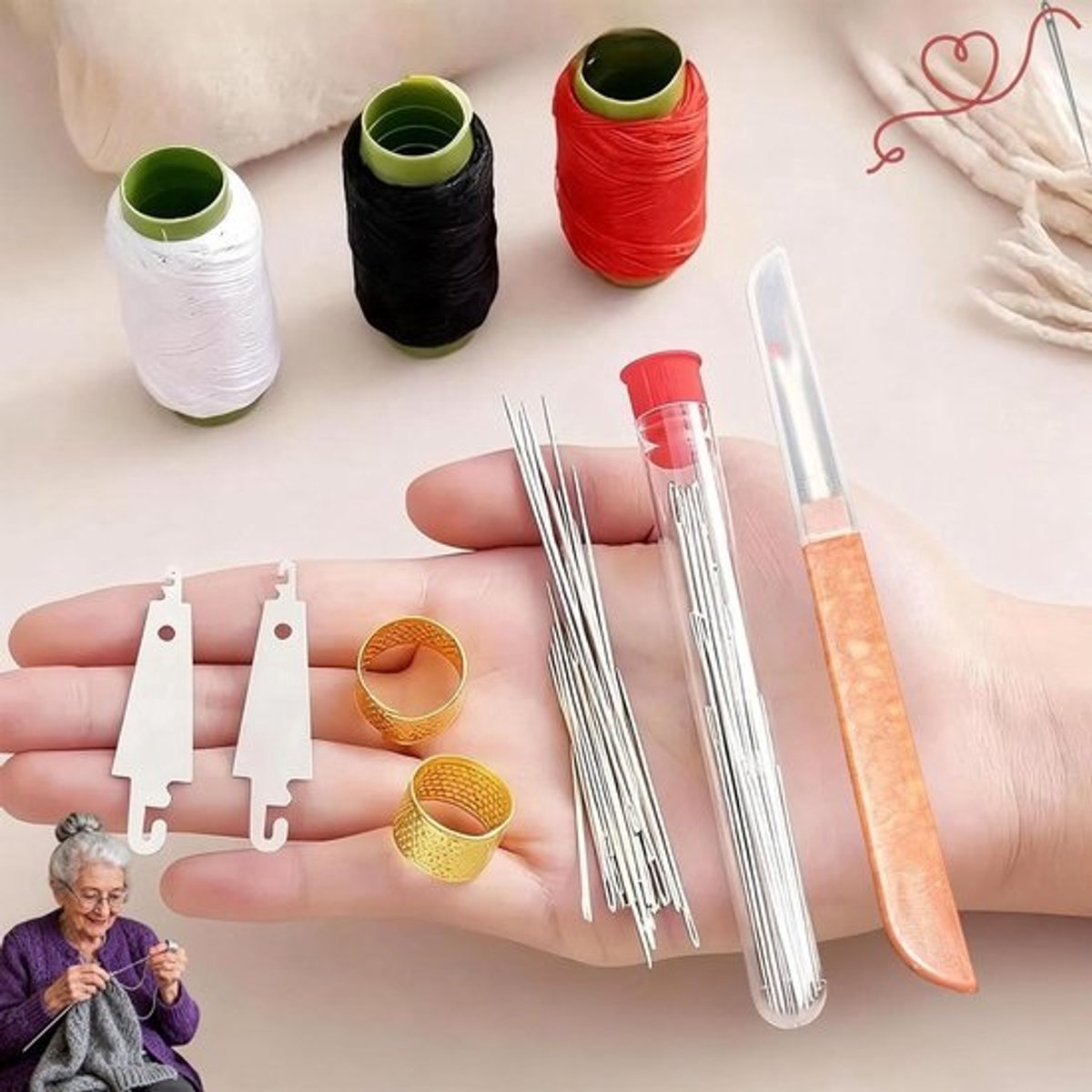 Naainaaldenset - Naaiset Handnaaien - Kleding Repareren - Divers Naaldassortiment - 34 stuks - Zilver