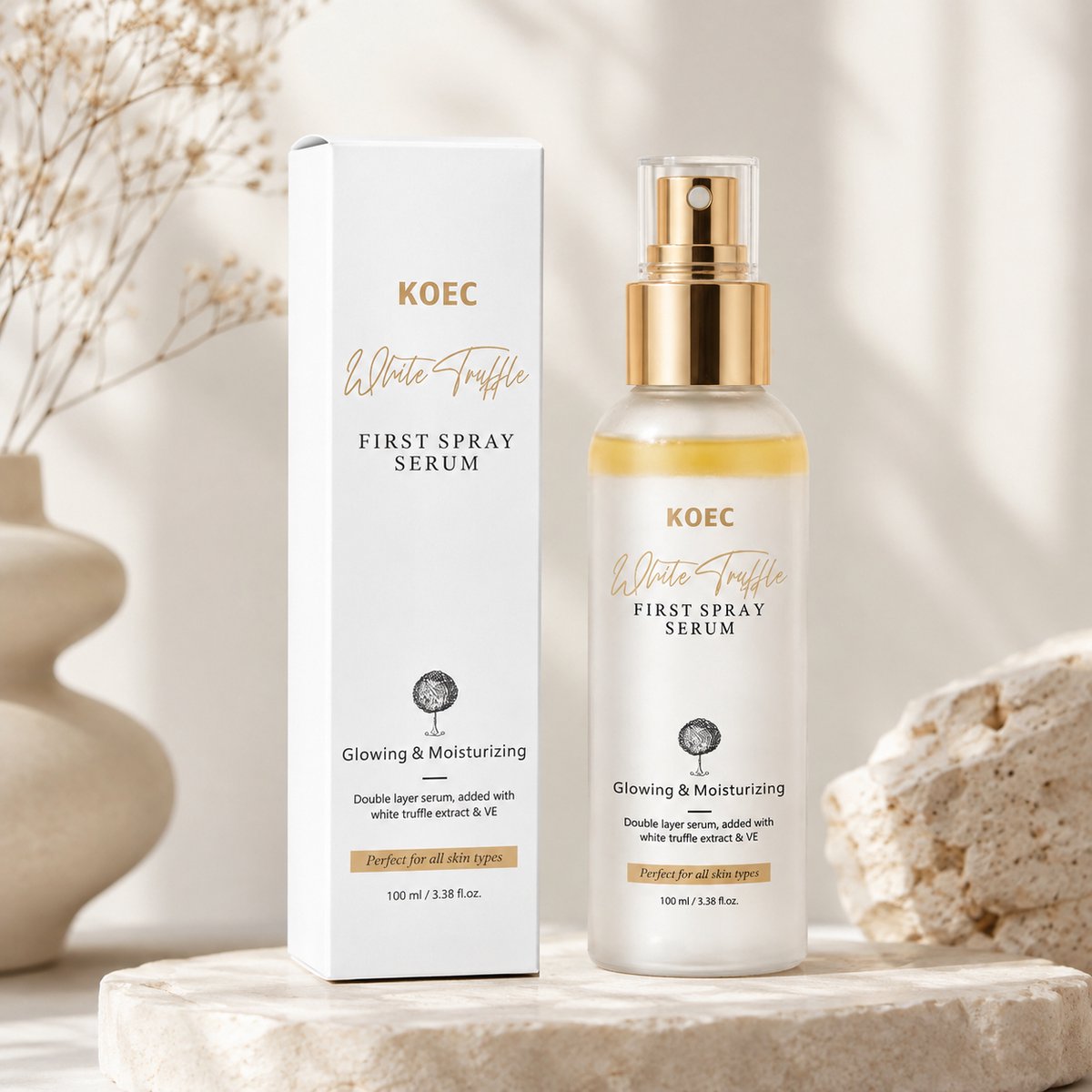 KOEC White Truffle First Spray Serum – Hydraterende Face Mist – Gezichtsserum met Witte Truffel – Double Layer Glow Serum – Korean Skincare