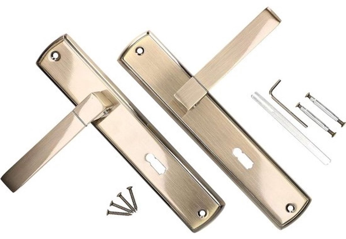 Deurklink Set - Deurknop Deurgreep - Deuren Openen - Ondersteunende Veer - 90 mm BB - Patina