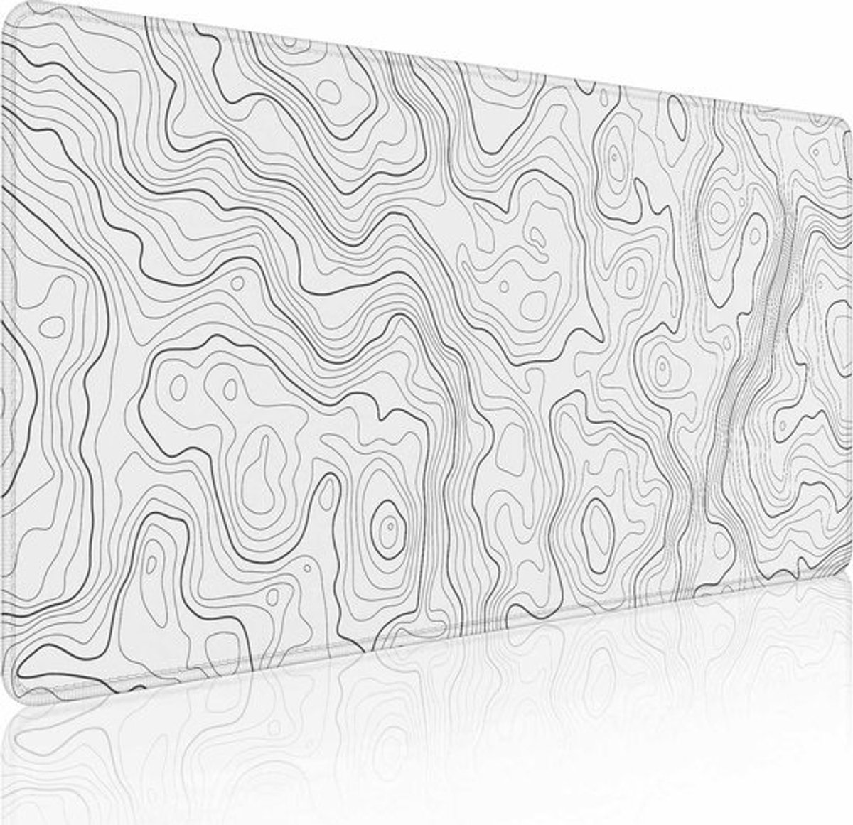 Grote Muismat - Bureauonderlegger XL - Gaming en Kantoor - Ultra Glad Oppervlak - 90 x 40 cm - Topografisch Wit