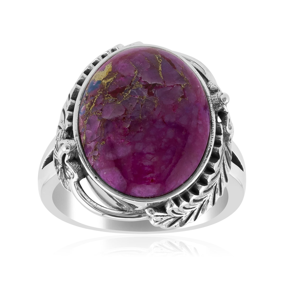 Cavill - Zilveren ring 925 geoxideerd - Paarse Kingman Mohave Turkoois naturel 6,956 ct - Ovale cabochon - Handgemaakt vintage design elegant