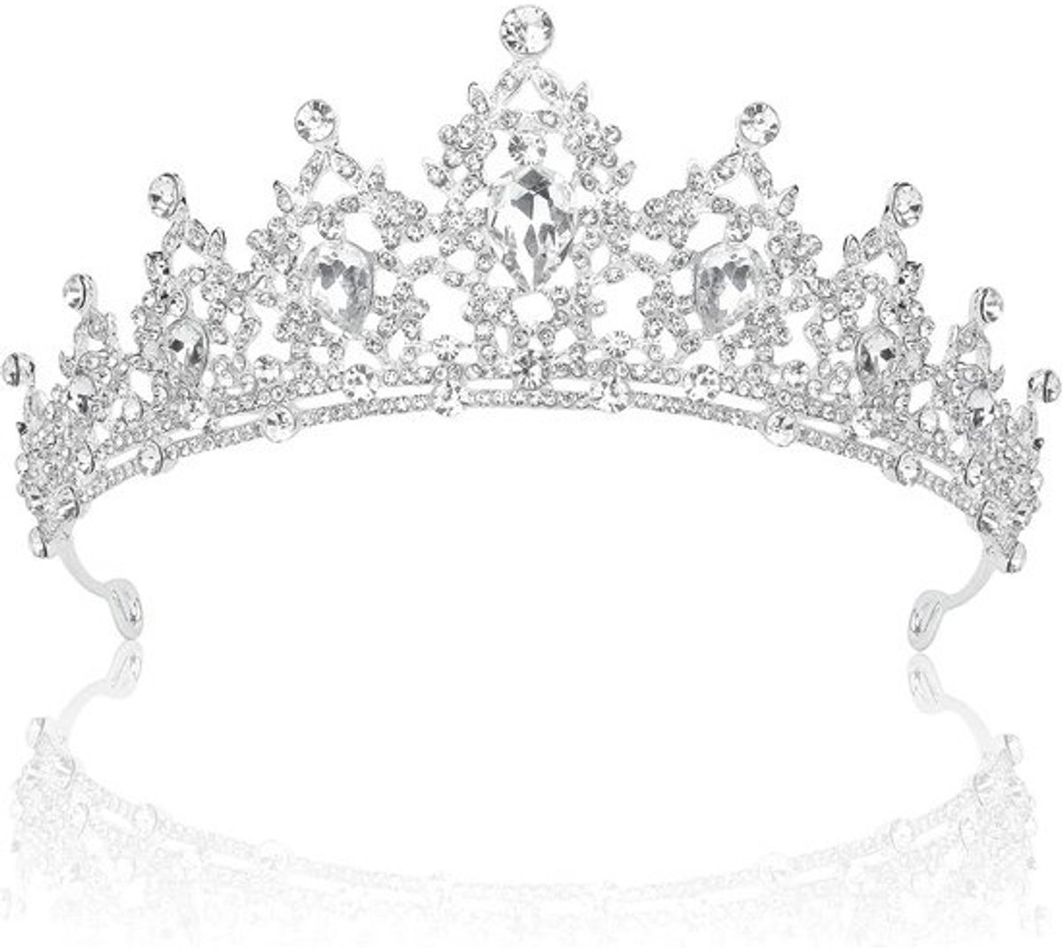 Gothic Baroque Kroon - Dames Tiara - Feestelijke Accessoire - Vintage Queen Stijl - 15.7 x 13.31 cm - Zwart