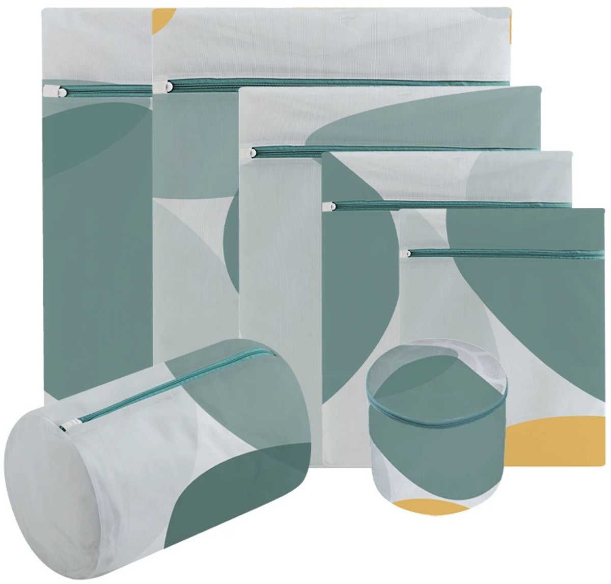 Waszakjes - Wasnetten - 6 stuks - Sterke Waszakken - met Rits - 6 maten - Waszak voor wasmachine blouses, beha's, ondergoed, beddengoed, mantels, textiel - Set 05