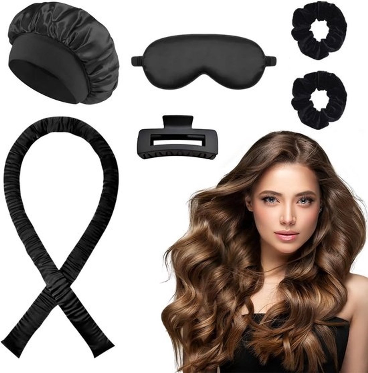 Satijnen Krulspelden zonder Hitte voor Medium en Lang Haar, Complete Set