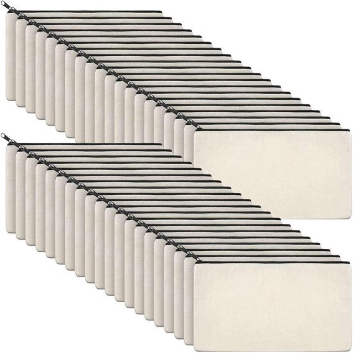 40x Canvas Etui met Rits voor Cosmetica, Pennen en Knutselprojecten