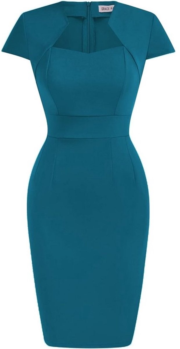 Elegante Pencil Jurk met Ronde Hals en Kapmouwtjes voor Dames
