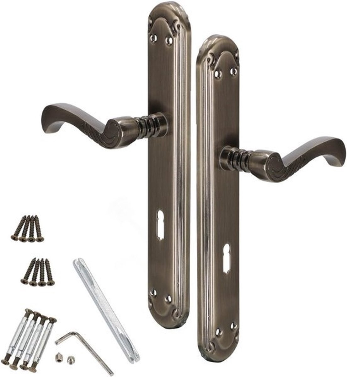 Deurbeslag Set met Lange Schild voor Binnendeur en Buitendeur (72mm BB)