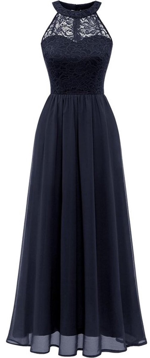 Elegante Avondjurk Lange Halterjurk voor Dames Bruiloft Cocktail Chiffon Kant