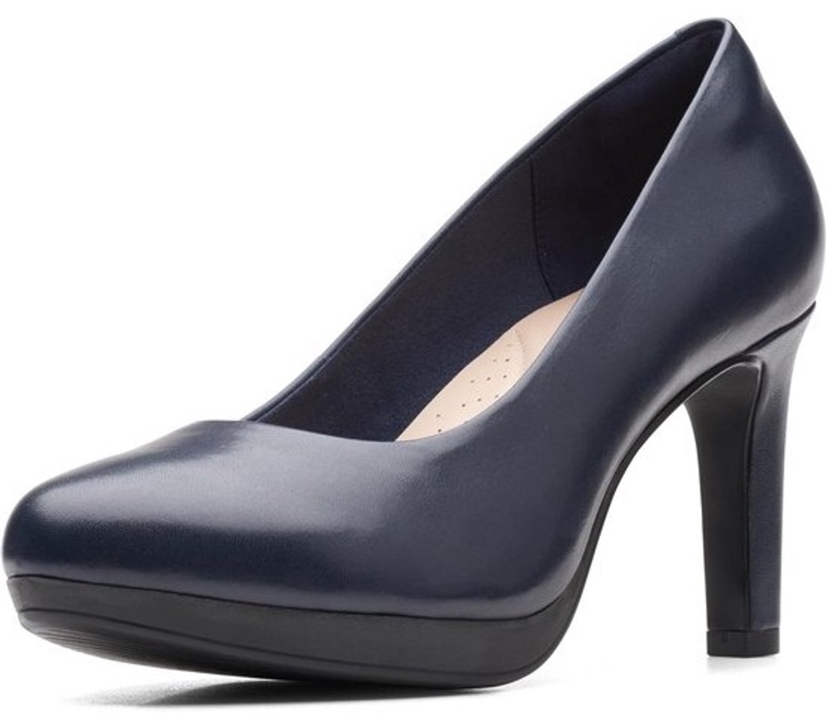 Dames Pumps Navy Leer Comfortabele Hak