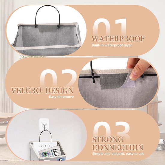 Ophangorganizer 2 stuks - Kast organizer - Ruimte besparen - Waterdicht en opvouwbaar - 30x23x10 cm - Grijs — afbeelding 2