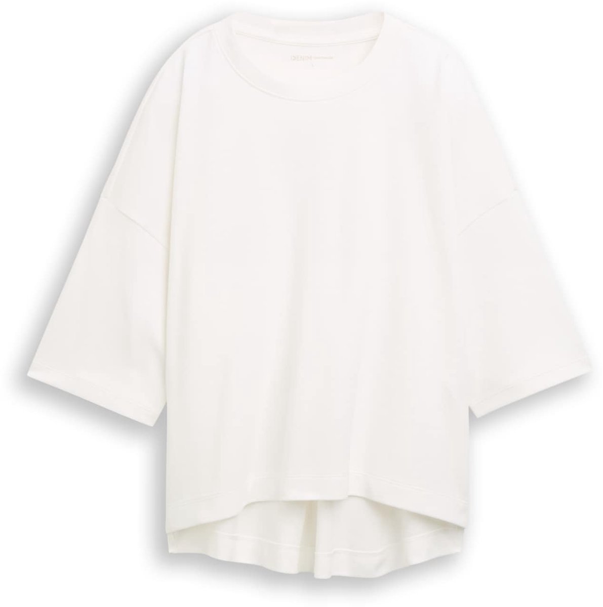 Tom Tailor Denim - T-shirt met boxy pasvorm - Maat XXL - off white
