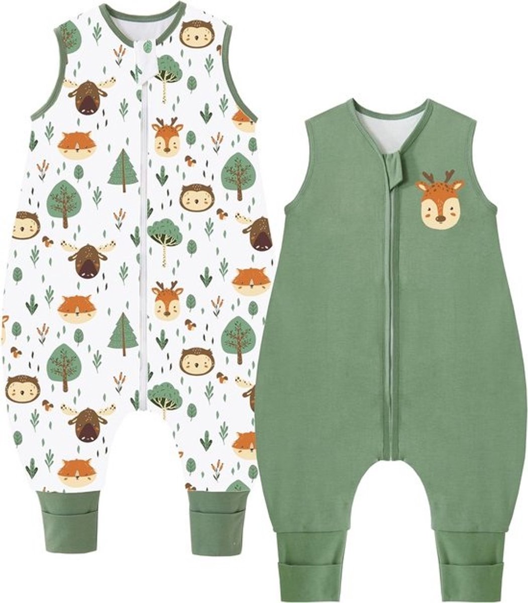 Babyslaapzak met benen en voeten, 2 stuks, 1.5 TOG, Katoen, Voor het hele jaar