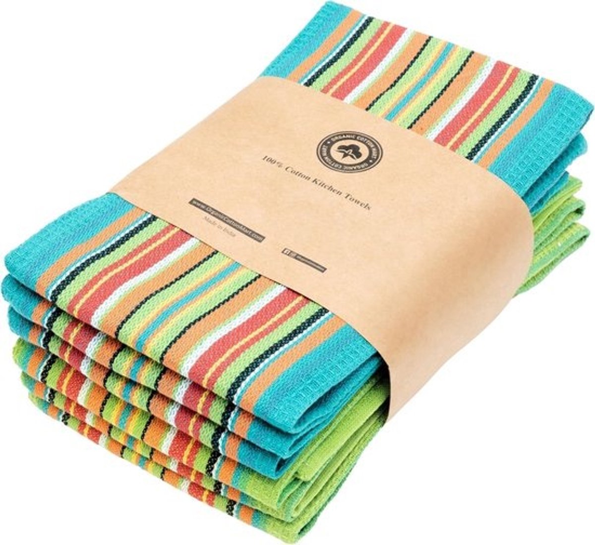 Keukendoeken Set - Theedoeken Katoen - Keuken Schoonmaken - Sneldrogend Absorberend - 6 Stuks 71cm - Multicolor Streep