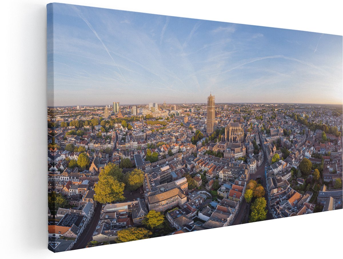 Artaza Canvas Schilderij Utrecht Vanuit De Lucht - 160x80 cm - Groot - Wanddecoratie Woonkamer - Schilderijen - Muurdecoratie