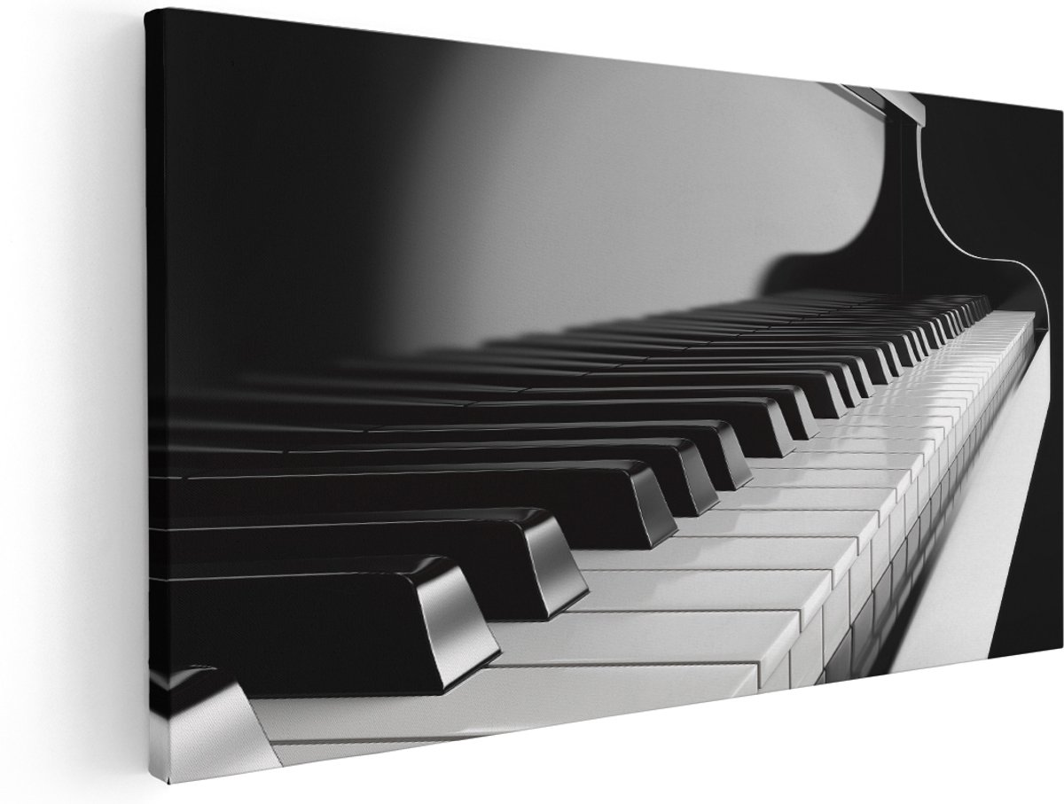 Artaza Canvas Schilderij Pianotoetsen - Noten - Piano - 160x80 cm - Groot - Wanddecoratie Woonkamer - Schilderijen - Muurdecoratie