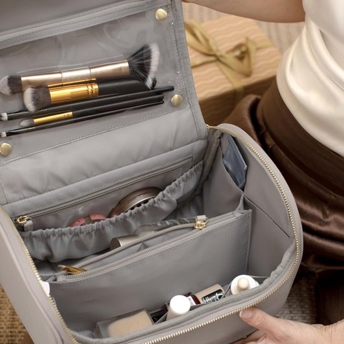 Grote Luxe Make-up Koffer met Handvat en Spiegel