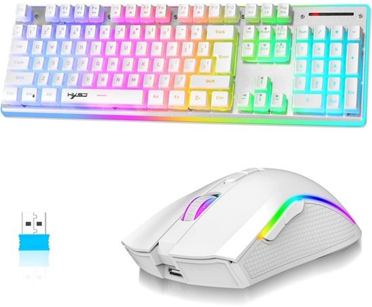 Draadloos RGB Gaming Toetsenbord en Muis Combinatie met Oplaadbare Batterij