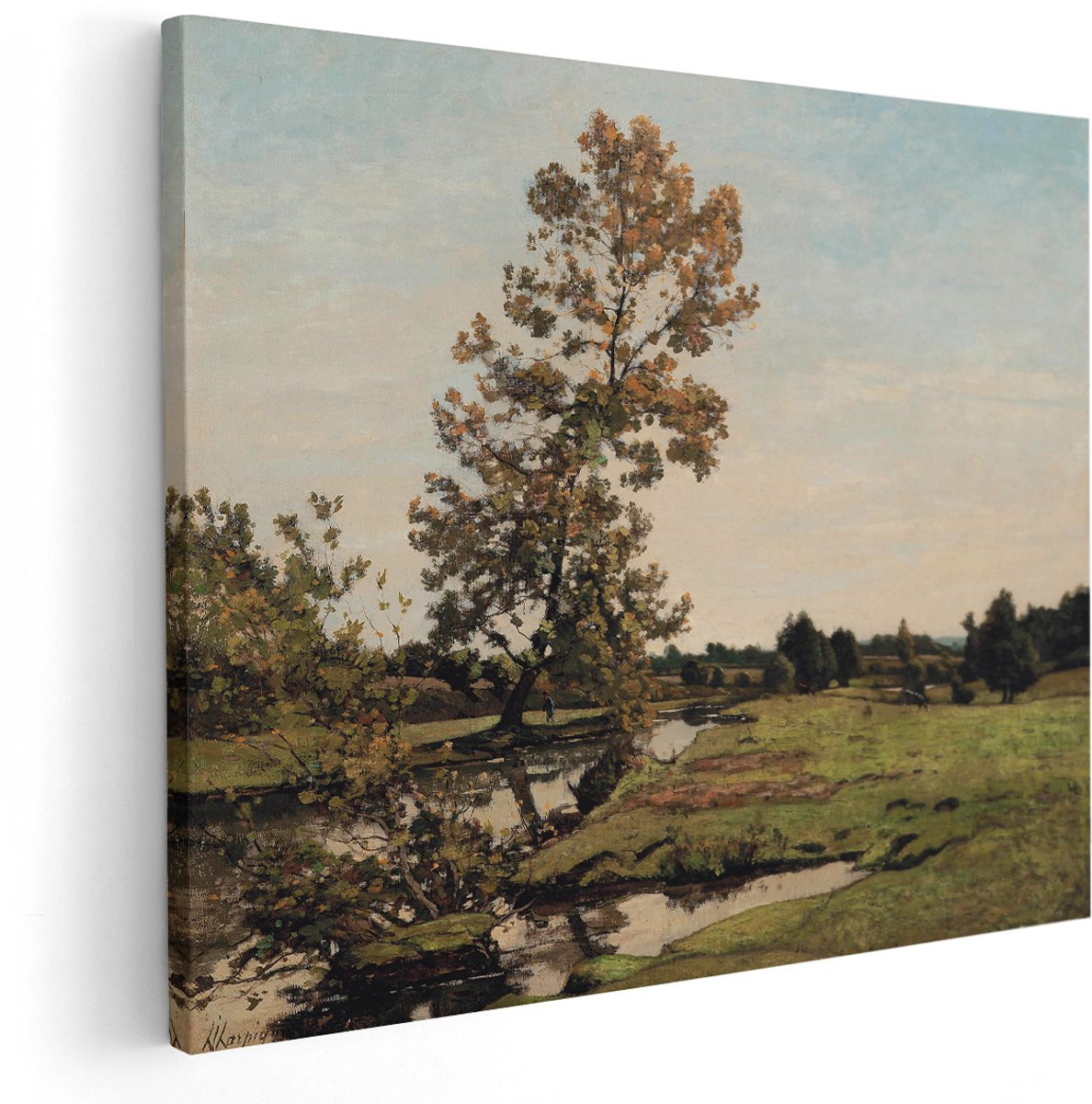 Artaza Canvas Schilderij Landschap - 150x120 cm - Groot - Wanddecoratie Natuur - Muurdecoratie Boom - Schilderijen Théodore Rousseau - Herfst