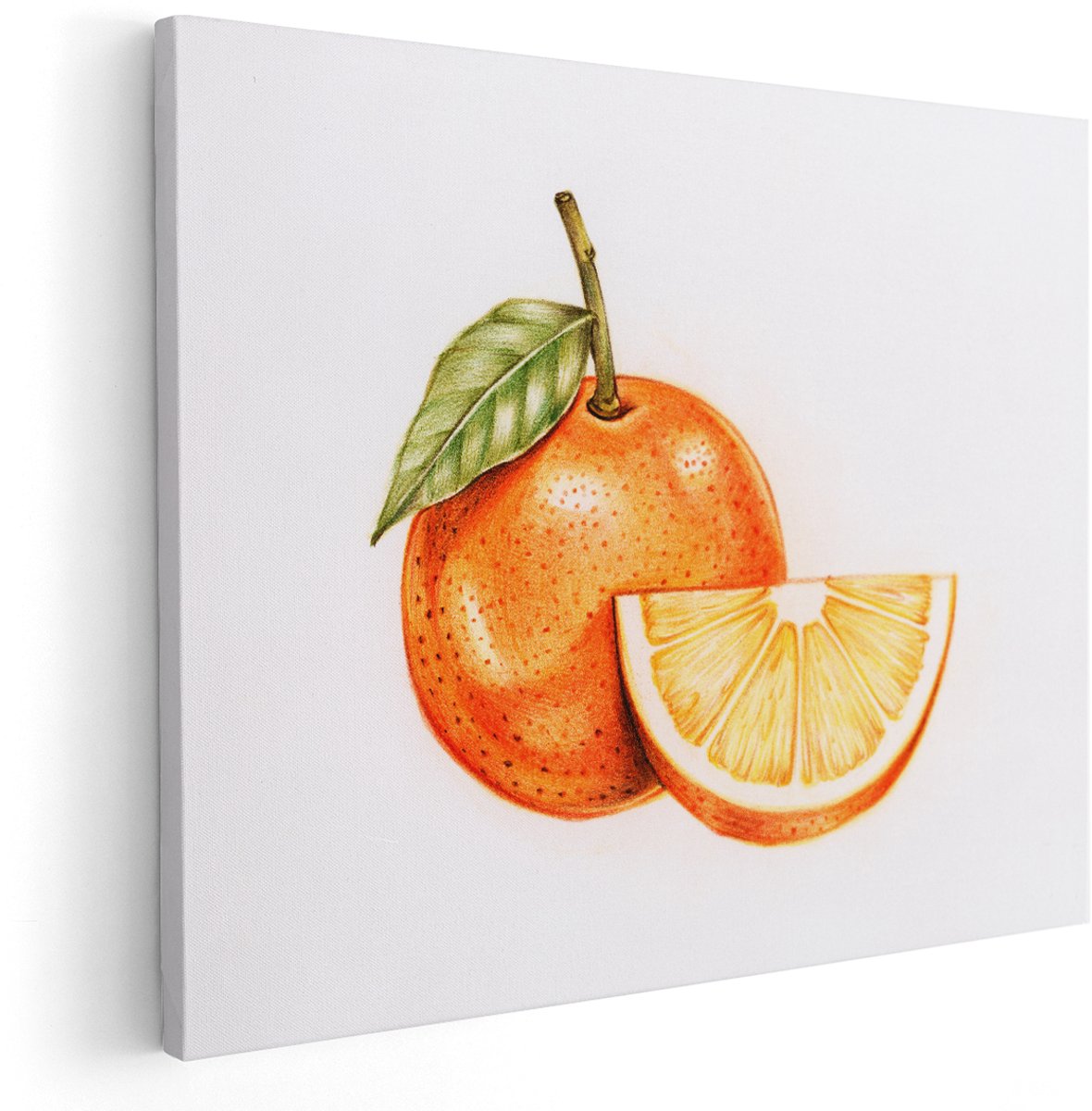 Artaza Canvas Schilderij Sinaasappel - 150x120 cm - Groot - Wanddecoratie Keuken - Muurdecoratie Fruit - Schilderijen Op Canvas Vintage - Oranje