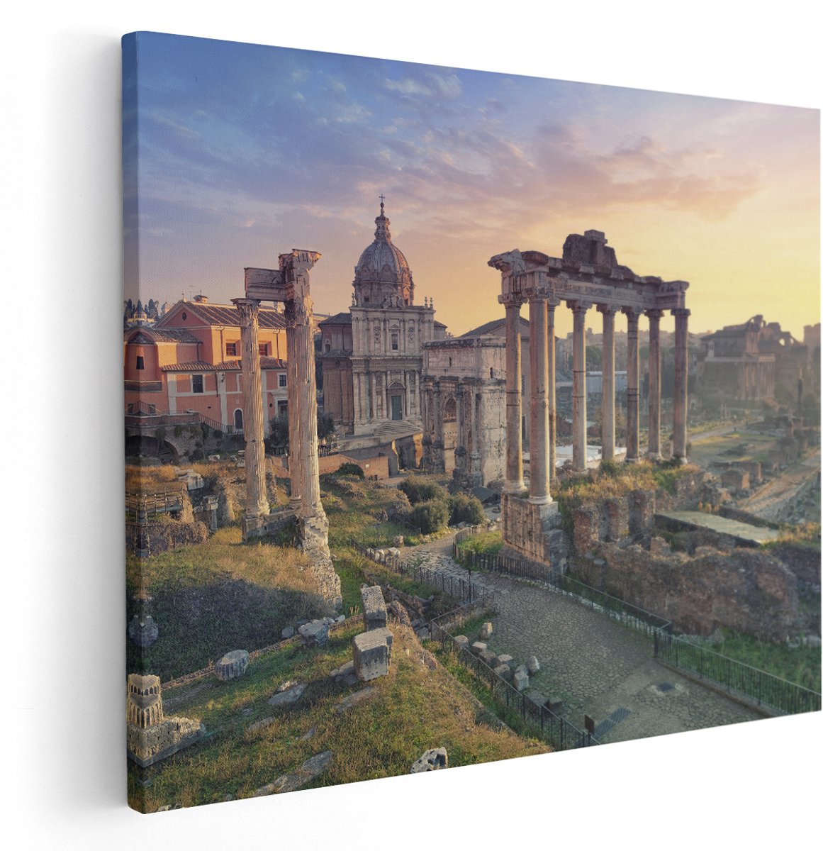 Artaza Canvas Schilderij Romeins Architectuur in Rome, Italië - 150x120 cm - Groot - Wanddecoratie Woonkamer - Schilderijen - Muurdecoratie