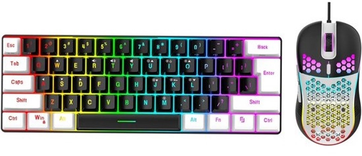 Mechanisch Gaming Toetsenbord en Muis Set met RGB LED-achtergrondverlichting - USB-C Bekabeld