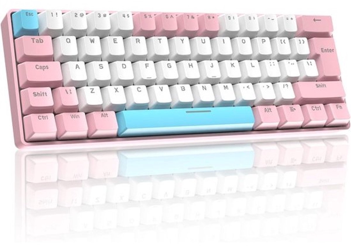 60% Mechanisch Gamingtoetsenbord UK Lay-out Ultracompact 62 Toetsen Blauwe Schakelaar RGB 19 Lichtmodi Kantoor Laptop PC