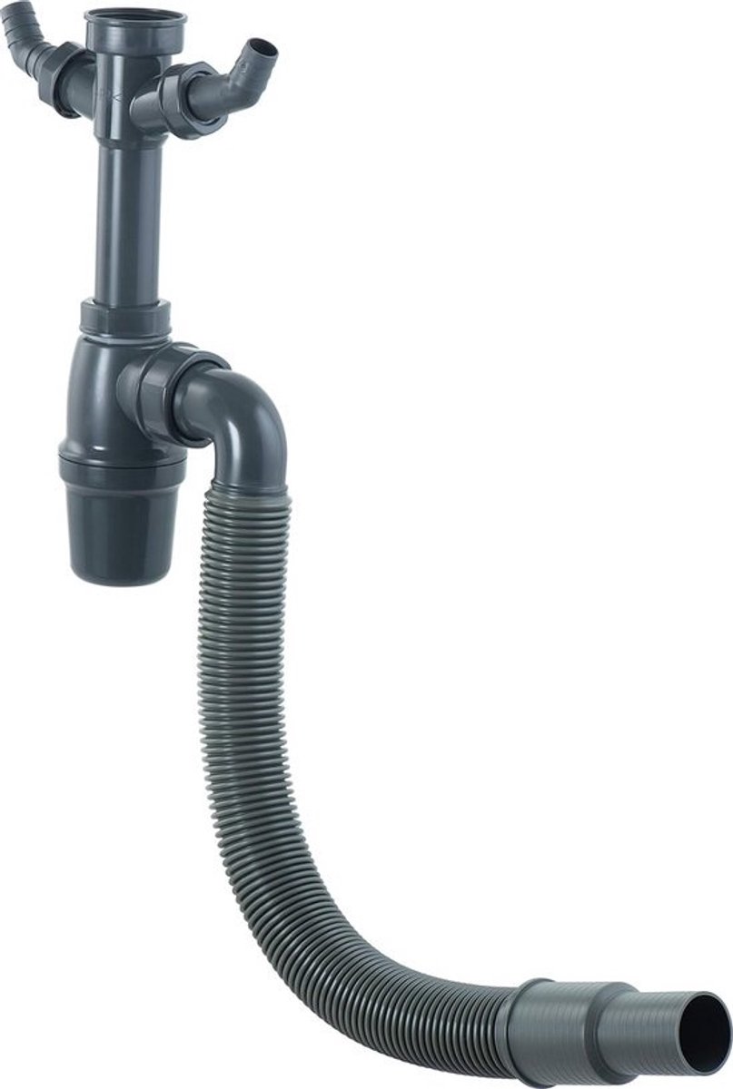 Flexibele Geurafsluiter (Sifon) voor Wastafel en Sink - 1 1/2" x 40 mm Grijs - Gemaakt van Gerecycled Materiaal