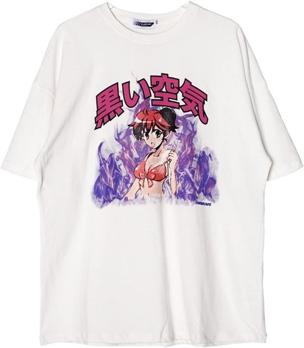 Oversized Zwarte Anime T-Shirt Dames - Gothic Streetwear Zomer Top