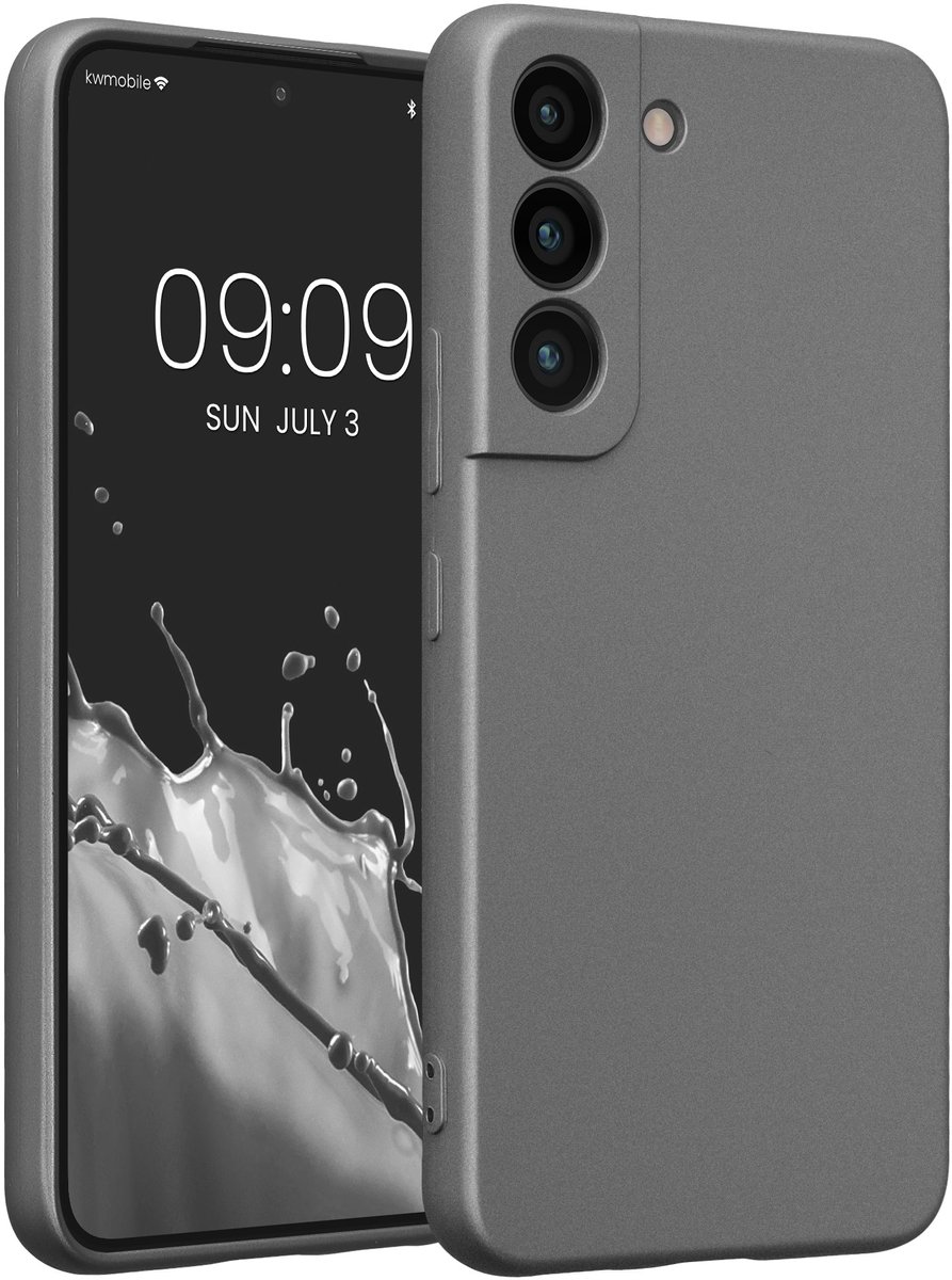 kwmobile metallic telefoonhoesje van TPU - geschikt voor Samsung Galaxy S22 - Flexible case voor smartphone - In metallic grijs
