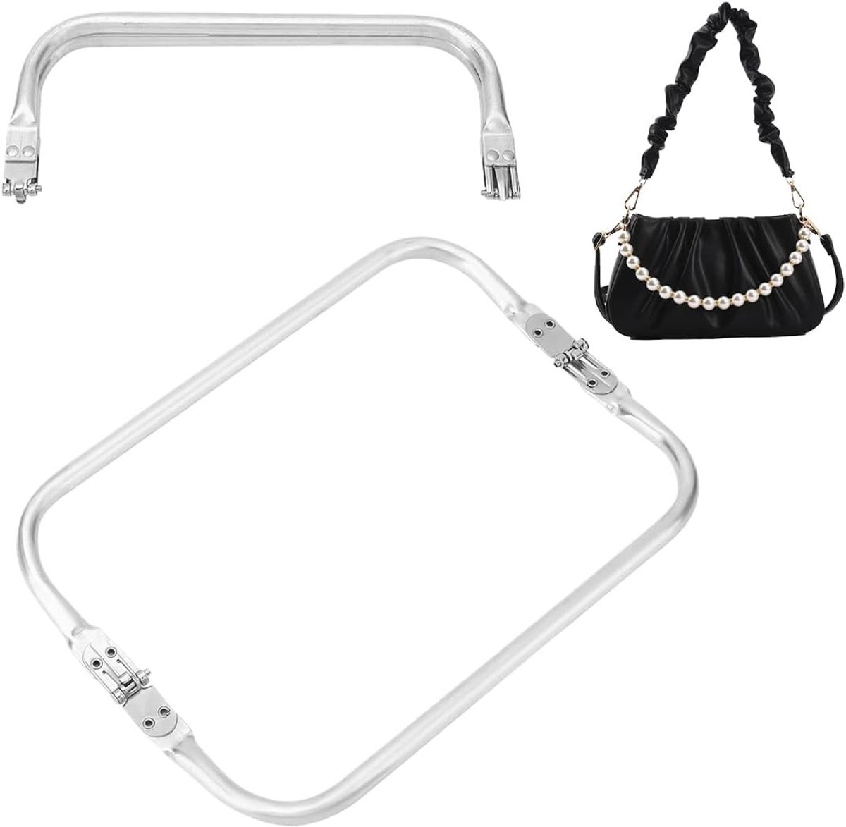 Aluminium Kussenklemmen voor Binnenframe - Vierkante Bevestiging voor DIY Handgemaakte Tas - Set van 2 (190mm, 240mm)