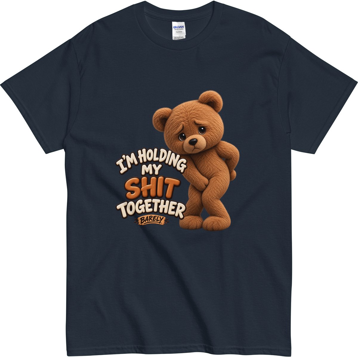 Komisch T Shirt Dames Heren - Engelse Tekst: I'm Holding my Shit Together, Barely - Blauw - 3XL