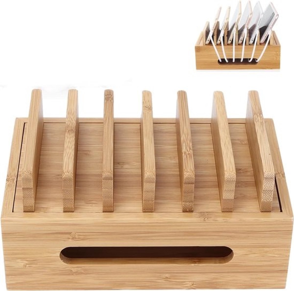 Organiser oplaadstation van Bamboe voor Meerdere Apparaten