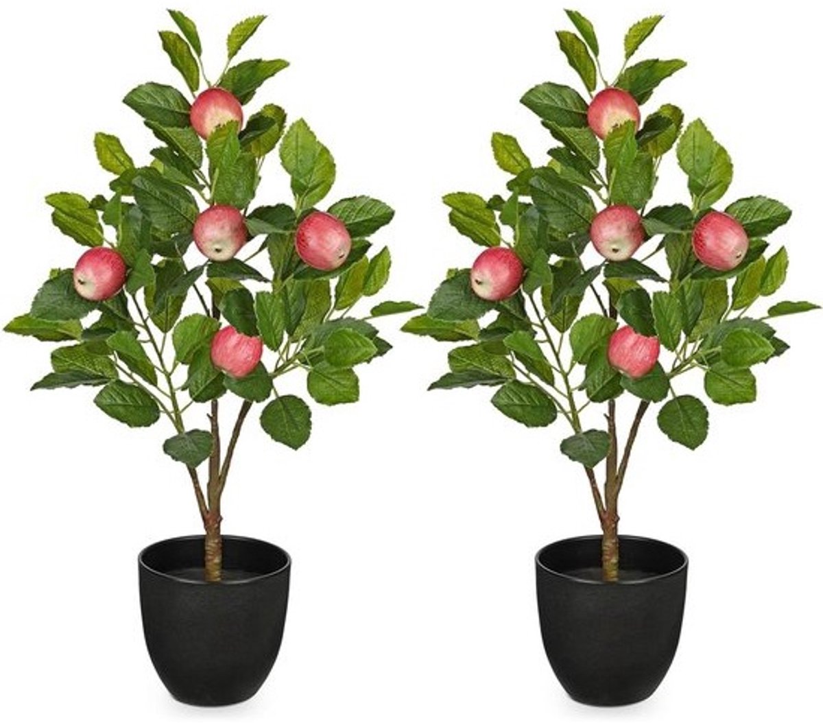 Kunstappelboom Set - Kunstplant Bomen - Binnen Decoratie - Realistische Appels - 60 cm - Groen