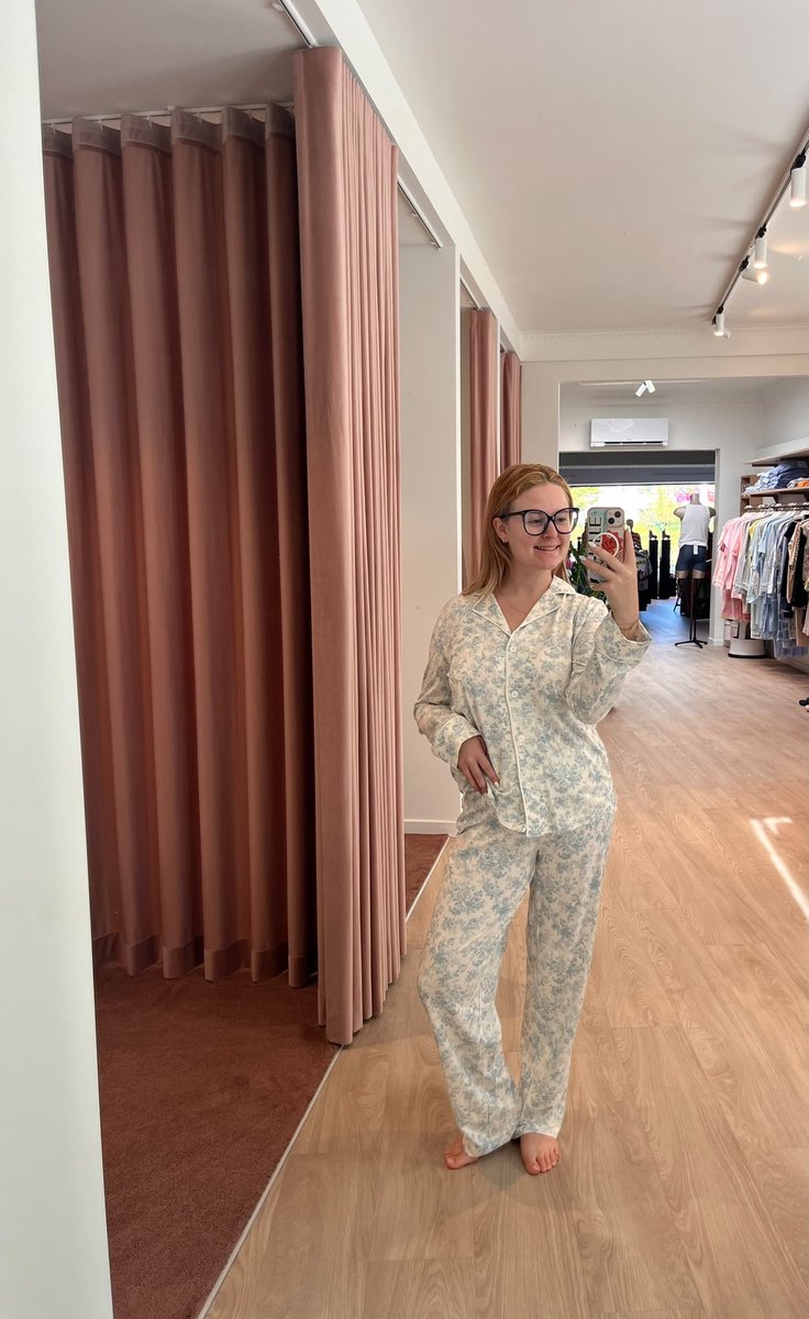 Ralph Lauren, damespyjama, bloemenprint, lichtblauw, L