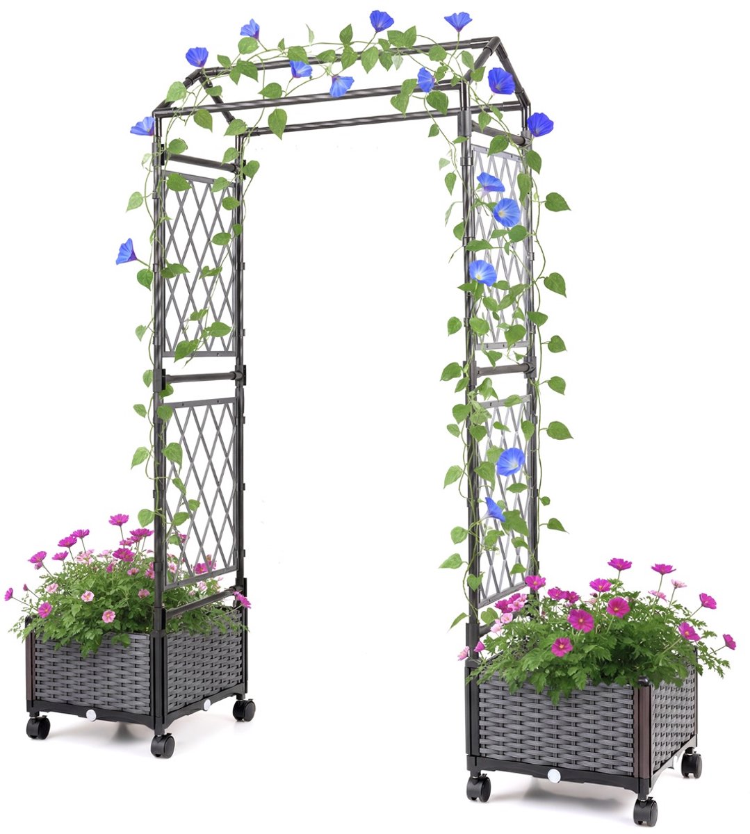SureDeal® - Plantenbak - Potten - Automatisch Bewateringssysteem Latwerk - Afdekking Verhoogde Moestuinbak - 81x40x162 cm - Grijs