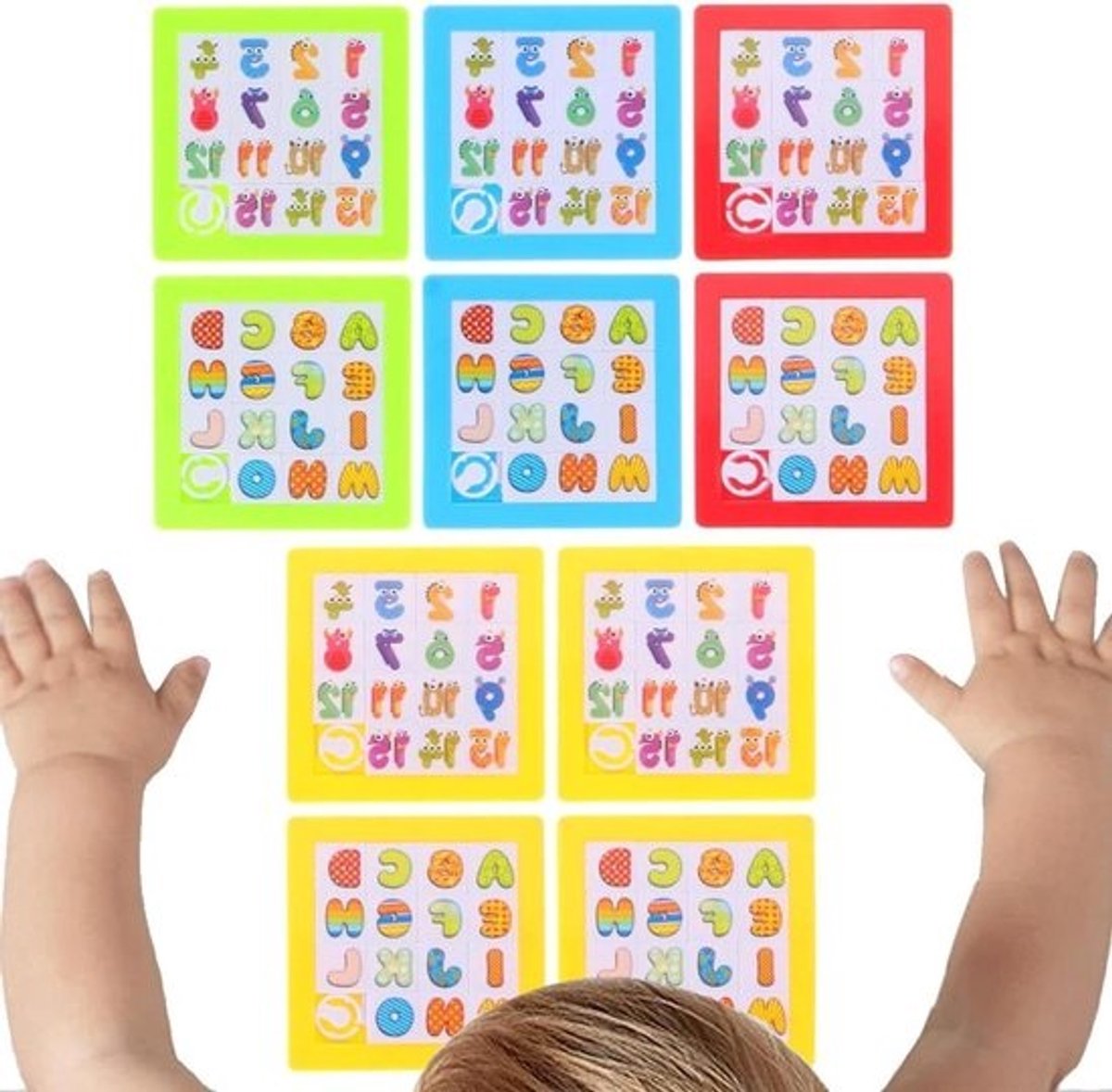 Schuifpuzzels Kinderen - Hersenbrekers Puzzels - Logisch Denken Stimuleren - Letters en Cijfers - 10 Stuks - Niet gespecificeerd