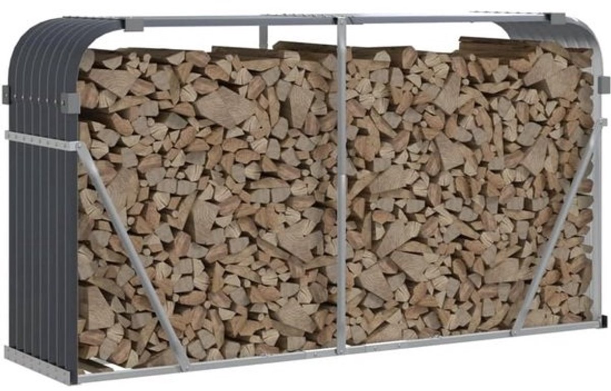 Houtopslag Standaard - Houtrek Buiten - Haardhout Opslag - Verbeterde Ventilatie - 180 x 45 x 100 cm - Antraciet