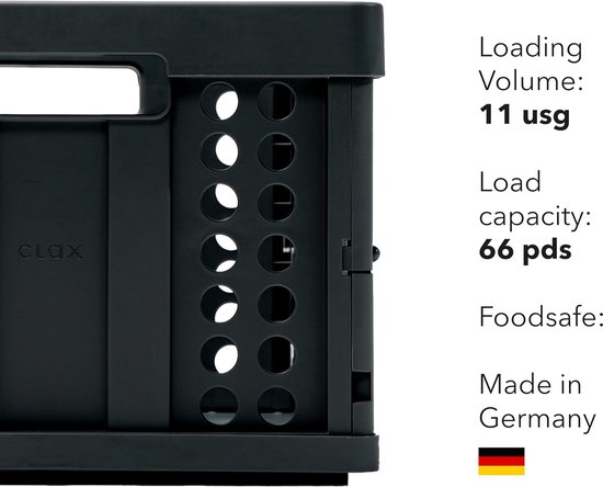 Vouwdoos Mand - Opbergkrat Inklapbaar - Ruimte Besparen - Origineel Duits Fabricaat - 46 Liter Capaciteit - Zwart — afbeelding 4
