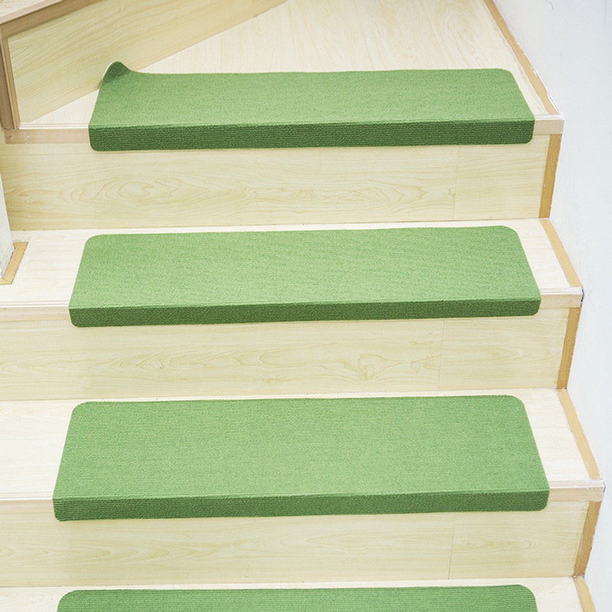 Traptreden matten set | Effen groen | 55*22*4,5 cm | 4 stuks | Antislip comfortabele trapmatten voor binnen thuis