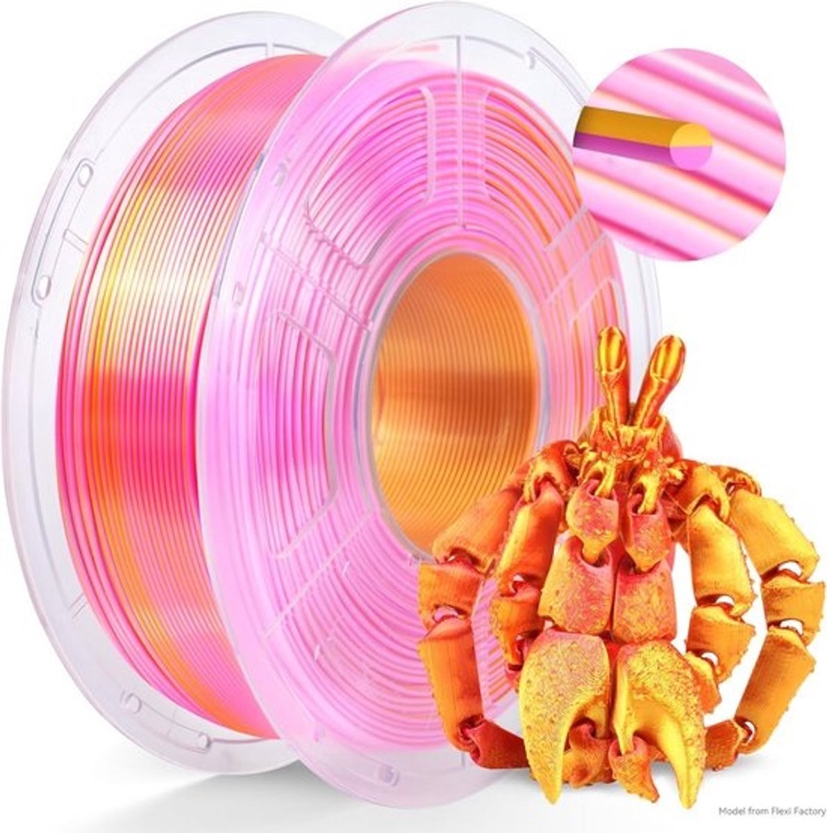 Silk PLA 3D-printerfilament 1,75 mm - Dual Color - 1 kg - Kleurverandering - Hoogwaardige Zijdetexturen